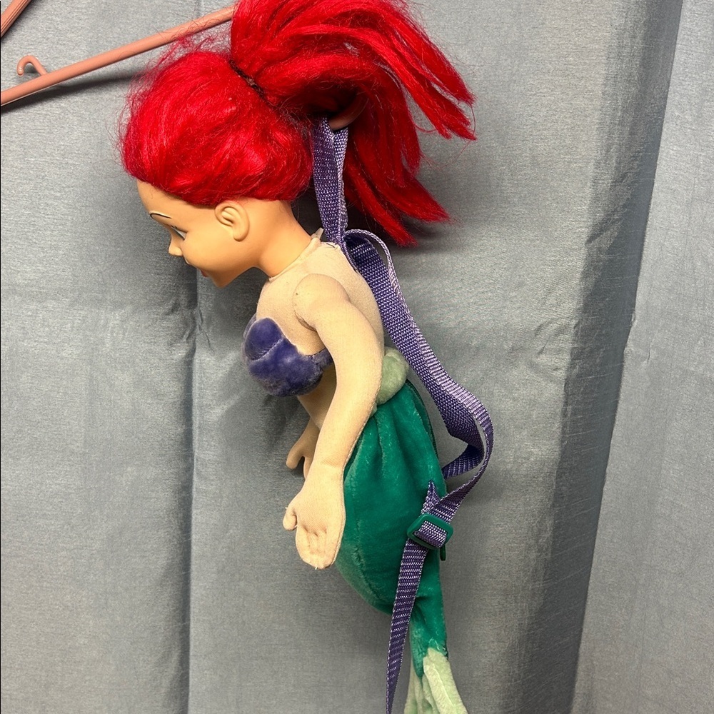 Vintage Walt Disney The Little Mermaid Ariel Plush Backpack Back Pack Bag - Picture 4 of 4